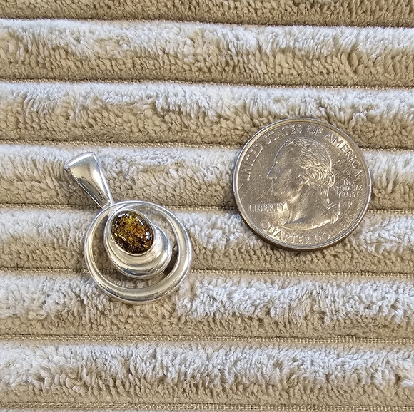 Lia Sophia Sterling Silver Slide with Amber Color Stone - Picture 2 of 4